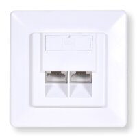 Netzwerkdose CAT 6A wei&szlig; 2xRJ45  STP, UP