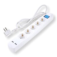 Steckdosenleiste 5-fach wei&szlig; 2x USB 1,5m