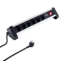 Steckdosenleiste Tisch/Office schwarz 6-fach mit 2x USB...