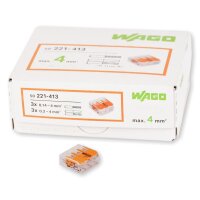 WAGO Klemme 3polig 4mm&sup2; Compact  50 Stck (221-413)
